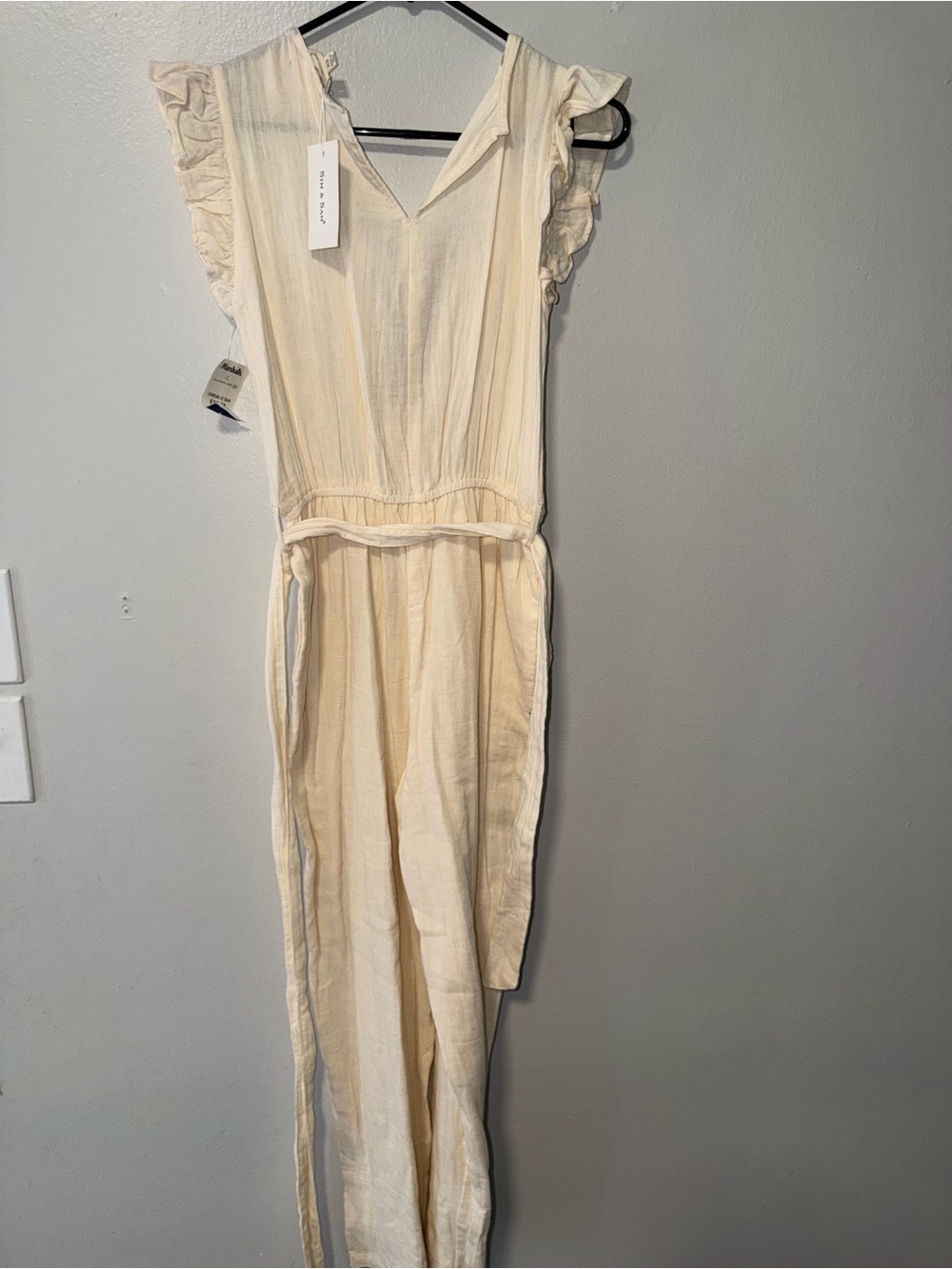 Marshalls Cream Ruffled-Sleeve Romper